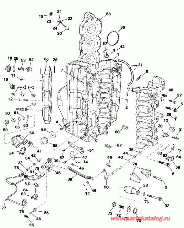 �������� ��������� ����� EVINRUDE E150GLENC 1992  - linder & ������ ��������� / linder & Crankcase