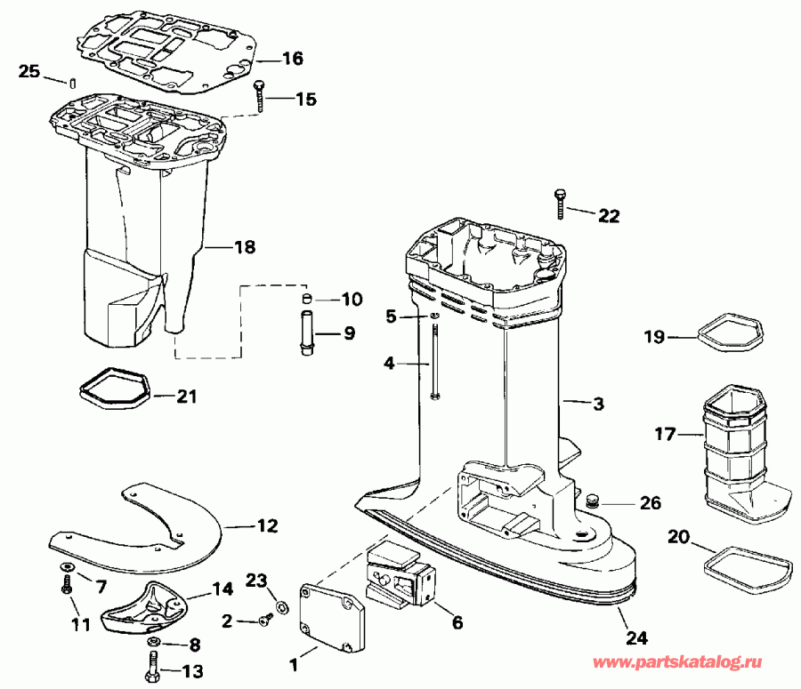 �������� ����� Evinrude E150GLENC 1992  - haust ������ - haust Housing