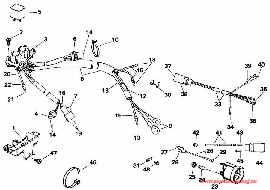 ����� Evinrude E150GLENC 1992  - wer Trim / tilt ��������� / wer Trim/tilt Electrical
