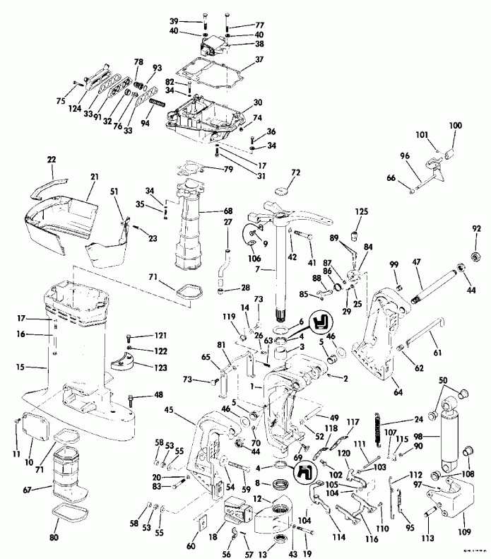 ��������� ��������� ������� E150JLENC 1992  - linder & Crankcase / linder & ������ ���������