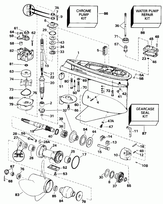�������� ��������� ����� Evinrude E150JLENC 1992  - Standard Rotation - �������� Rotation