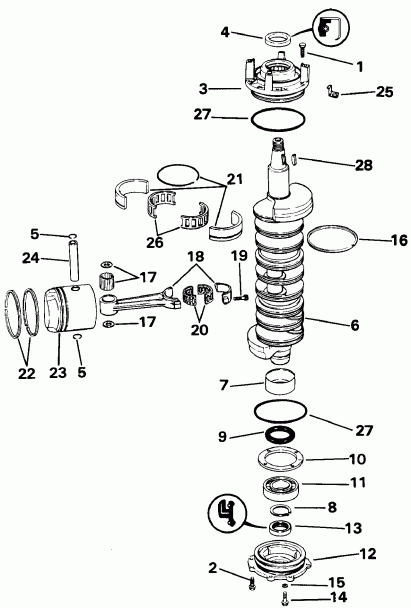 ����� EVINRUDE E155WTLENE 1992  - ank��� & ������� / ankshaft & Piston