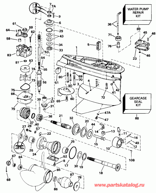 �������� ��������� ����� EVINRUDE E200TXENE 1992  - Counter Rotation - �������� ��������