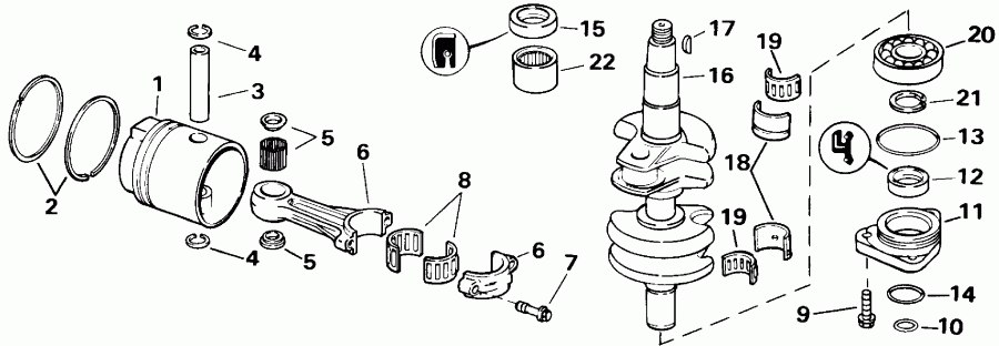  Evinrude E20CREND 1992  - ank��� & ������� - ankshaft & Piston