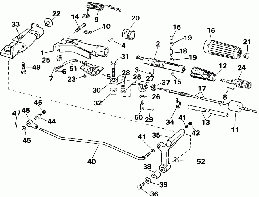 �������� ����� EVINRUDE E20CREND 1992  - ee������ � ������������� Handle / eering And Shift Handle