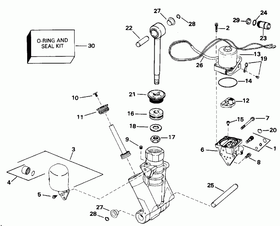 �������� ��������� ����� EVINRUDE E225PLENR 1992  - wer Trim/tilt Hydraulic Assembly - wer Trim / tilt Hydraulic Assembly