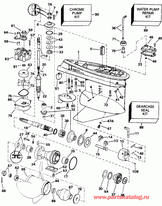 ��������� ����� Evinrude E225PXENR 1992  - Standard Rotation