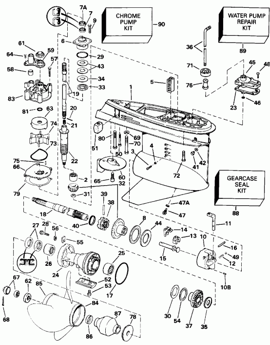 ��������� Evinrude E225TXENR 1992  - Standard Rotation