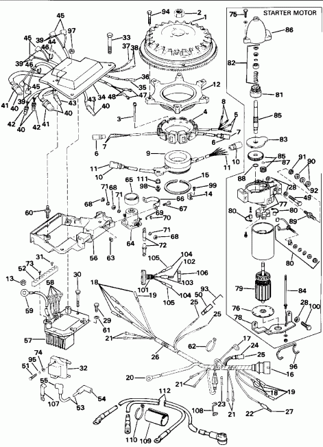 �������� ��������� ����� EVINRUDE E225TXENR 1992  - nition System & Starter Motor