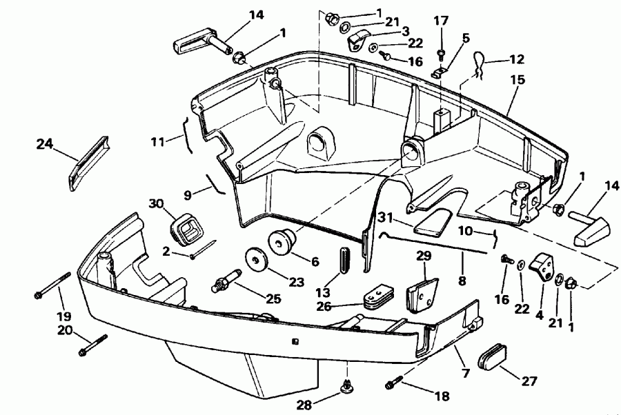 �������� ��������� ����� Evinrude E225TXENR 1992  - wer Engine Cover / wer ������ ��������� (�����)