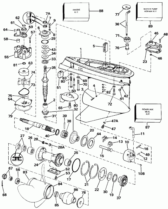 ��������� �������� ����� ������� E250CXEND 1992  - wer Trim / tilt Hydraulic Assembly / wer Trim/tilt Hydraulic Assembly