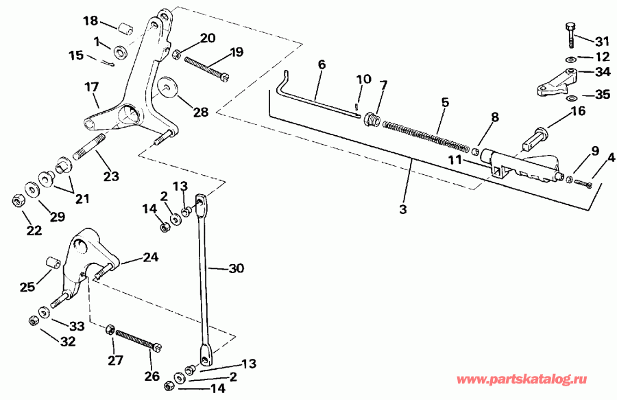��������� ��������� EVINRUDE E250CXEND 1992  - rottle Linkage / rottle ��������� ��������