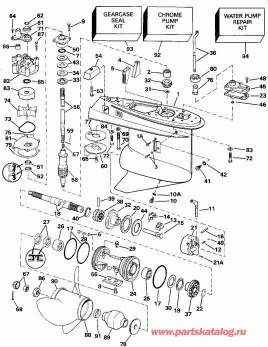 ��������� Evinrude E250TXEND 1992  - �������� Rotation / Standard Rotation