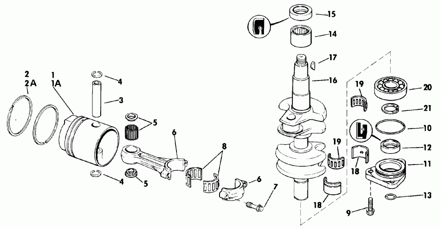 ��������� ����� EVINRUDE E25RLEND 1992  - linder & ������ ��������� / linder & Crankcase