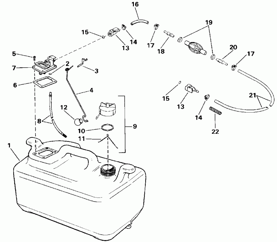 ����� Evinrude E25TELEND 1992  - el Tank - el Tank