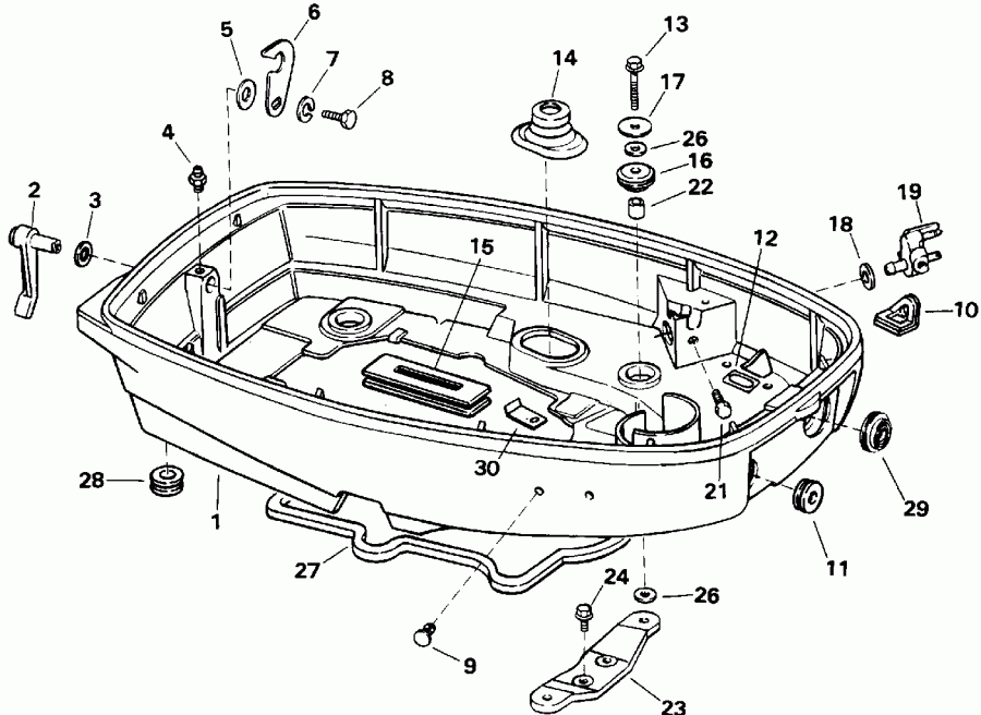 ��������� �������� ����� Evinrude E25TELEND 1992  - wer ������ ��������� (�����) / wer Engine Cover