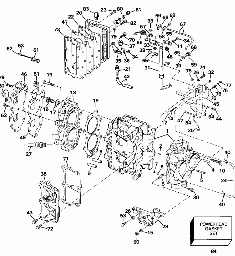 �������� ��������� ����� Evinrude E28ESLENE 1992  - linder & ������ ��������� - linder & Crankcase
