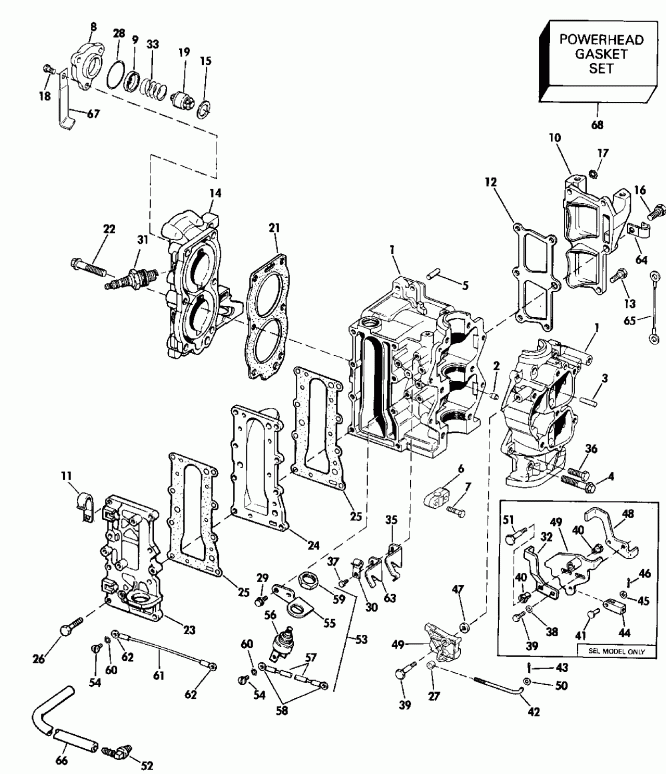�������� ����� EVINRUDE E300PLEND 1992  - rottle ��������� �������� - rottle Linkage