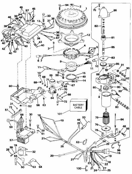 �������� ����� EVINRUDE E300PXEND 1992  - nition System & Starter Motor / nition System & ��������� ��������