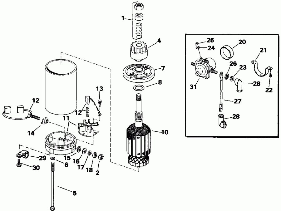 ��������� Evinrude E30TELENR 1992  - ectric Starter & Solenoid