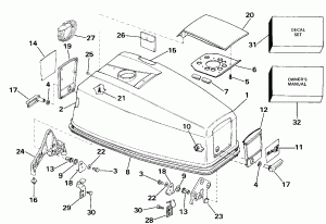 ������ ��������� (�����) - Johnson 25-40 (Engine Cover - Johnson 25-40)