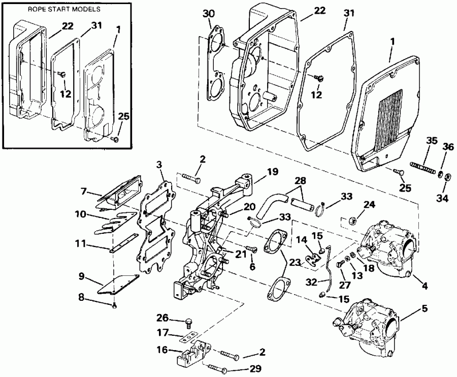 �������� ����� EVINRUDE E45RCLENM 1992  - take Manifold & Air Silencer - take ��������� & Air ���������