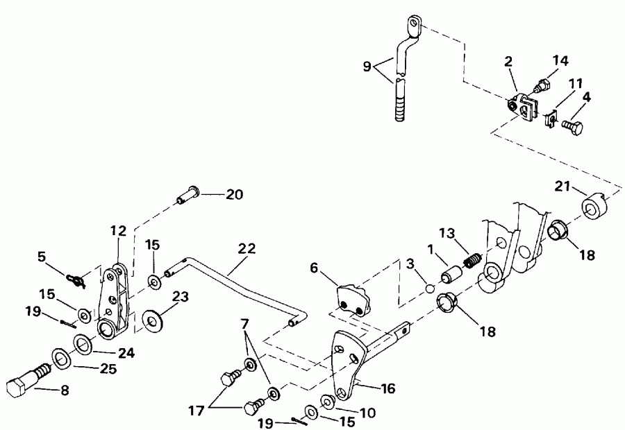 ��������� �������� ����� Evinrude E48ESLENB 1992  - ift & Throttle Linkage (continued) / ift & ����������� ��������age (continued)