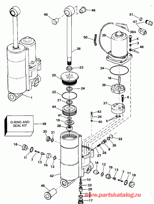 ��������� ����� Evinrude E50BELENM 1992  - wer Tilt & Trim