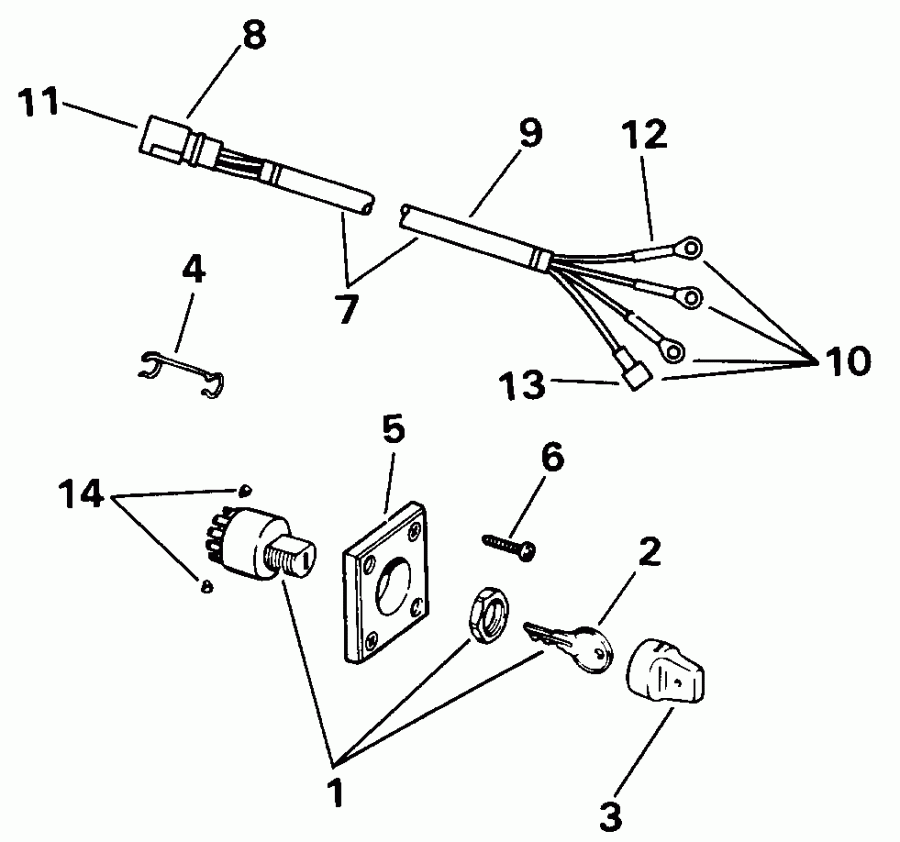  Evinrude E50TLENJ 1992  - nition Switch & Cable 