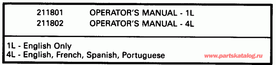 ����� EVINRUDE E55RWLENM 1992  - terature Chart - terature Chart
