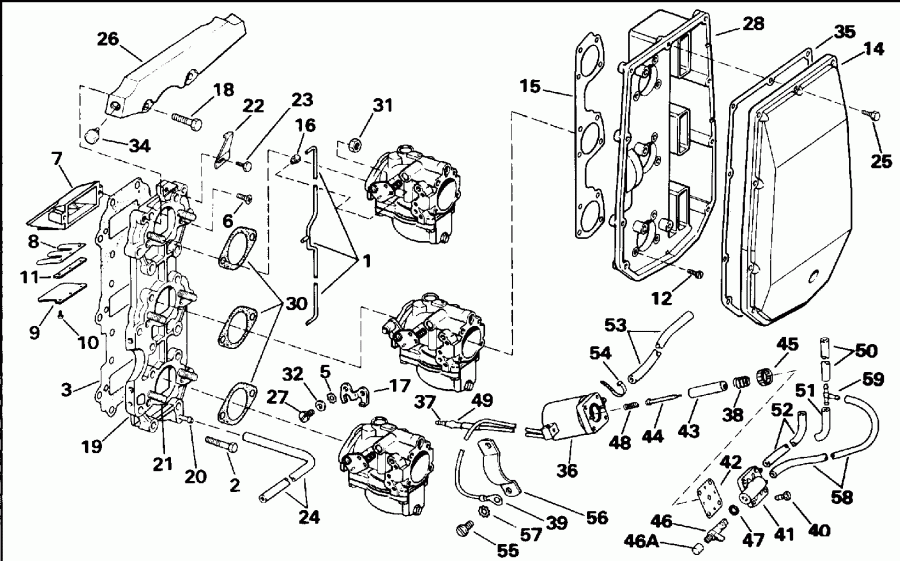 ��������� �������� ����� EVINRUDE E70TTLEND 1992  - take Manifold - take ���������