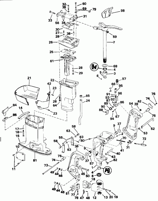 ��������� Evinrude E70TTLEND 1992  - dsection / dsection