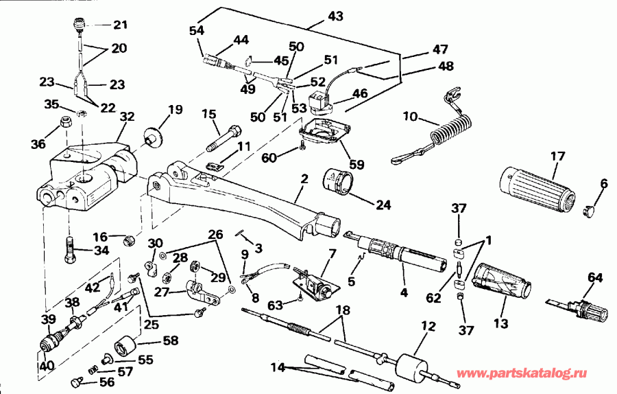 �������� ����� EVINRUDE E70TTLEND 1992  - ee������ Handle / eering Handle