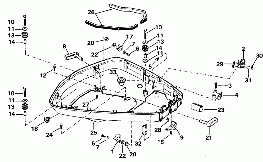  EVINRUDE E85TTLEND 1992  - wer Engine Cover - wer ������ ��������� (�����)