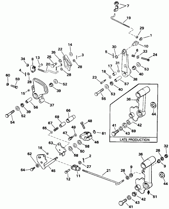  EVINRUDE E85TTLEND 1992  - ift & ����������� ��������age / ift & Throttle Linkage