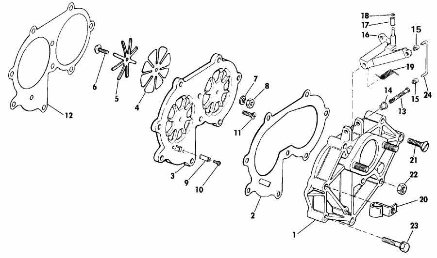 ��������� �������� ����� EVINRUDE E88MSLENB 1992  - linder & Crankcase - linder & ������ ���������
