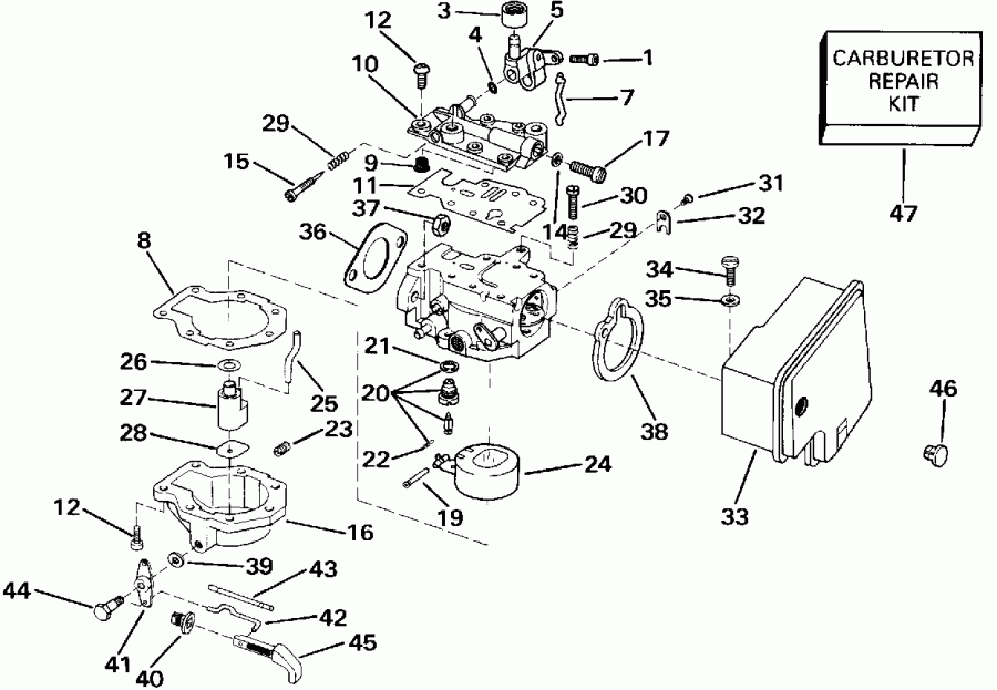��������� �������� ����� EVINRUDE E8RENM 1992  - rburetor