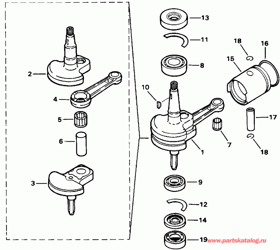 ����� EVINRUDE HE3RENR 1992  - ston & �������� / ston & Crankshaft