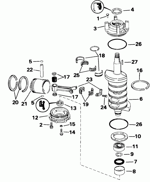 ��������� ����� Evinrude TE115TLEND 1992  - ankshaft & Piston