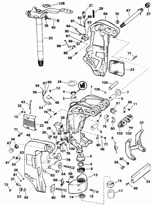 �������� ��������� ����� EVINRUDE TE150GLENC 1992  - dsection