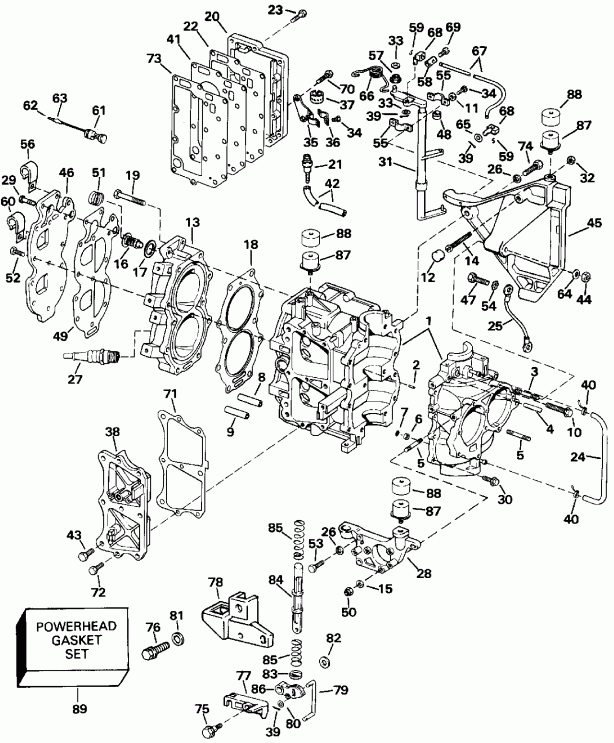 ��������� �������� ����� EVINRUDE TE20CREND 1992  - linder & ������ ��������� - linder & Crankcase