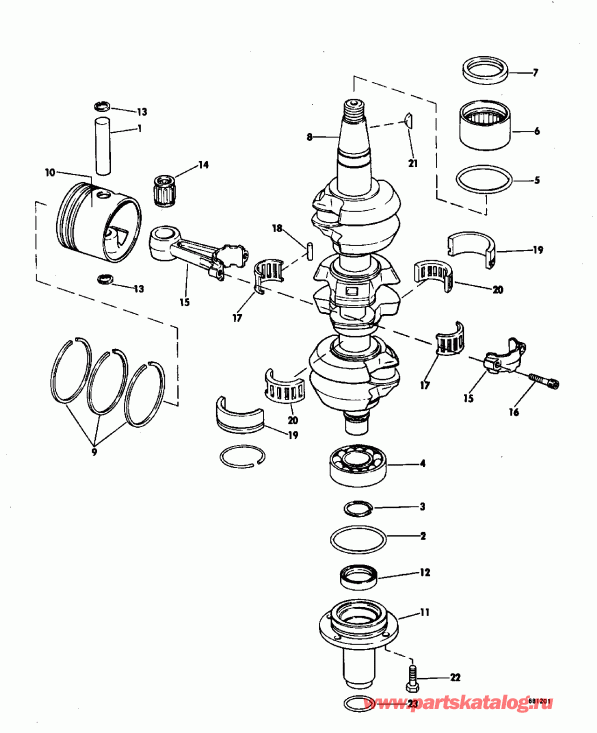 ��������� EVINRUDE TE20CRLEND 1992  - linder & Crankcase - linder & ������ ���������
