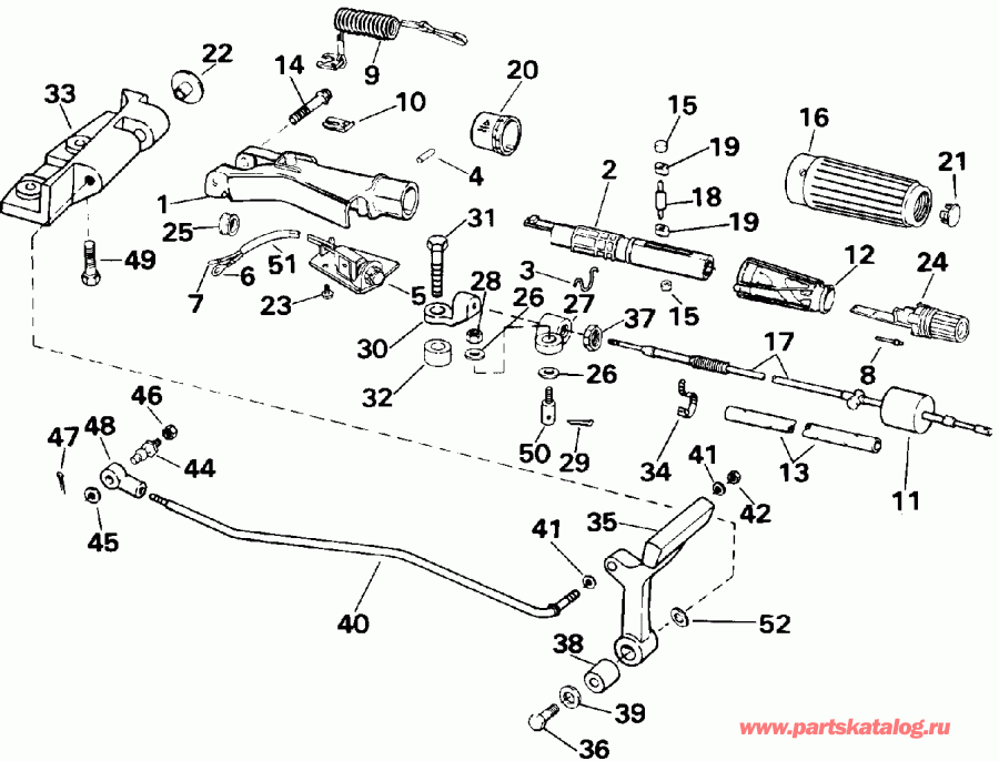 �������� ��������� ����� Evinrude TE20CRLEND 1992  - eering And Shift Handle