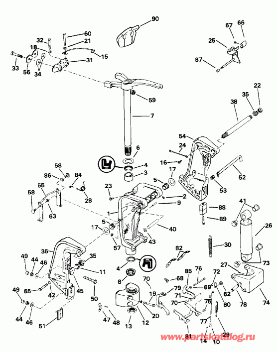  Evinrude TE60TLENE 1992  - ������ Tilt / Manual Tilt
