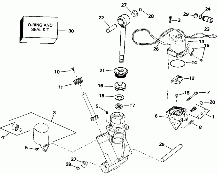 ��������� ����� EVINRUDE VE100SLEND 1992  - wer Trim/tilt Hydraulic Assembly