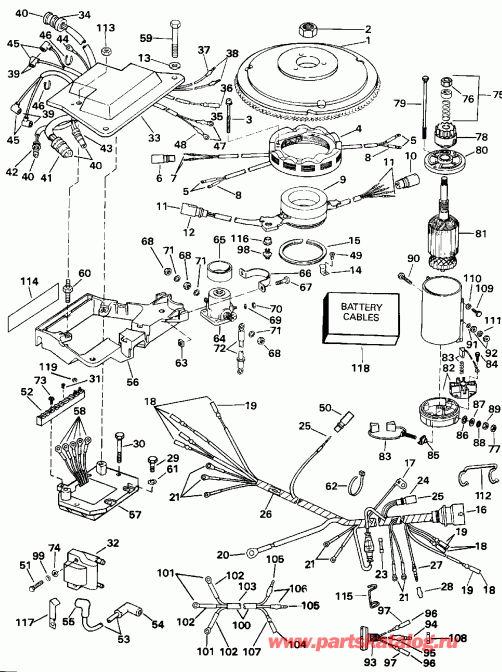 ����� Evinrude VE140TLENS 1992  - nition System & ��������� �������� - nition System & Starter Motor