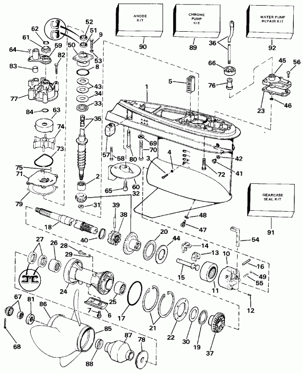 ��������� ��������� EVINRUDE VE150ELENC 1992  - wer Trim / tilt Hydraulic Assembly - wer Trim/tilt Hydraulic Assembly