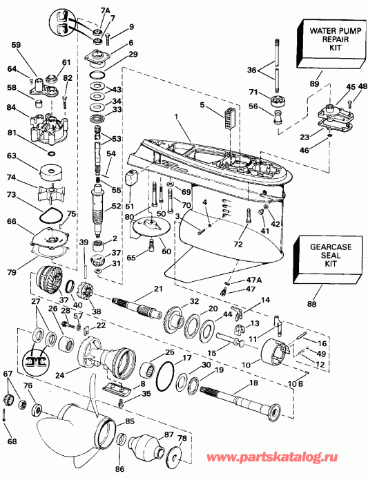 ����� EVINRUDE VE150EXENC 1992  - �������� �������� - Counter Rotation