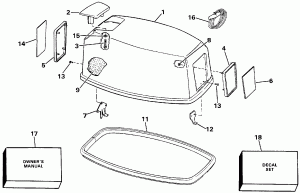 ������ ��������� (�����) - Evinrude - 185 (Engine Cover - Evinrude - 185)
