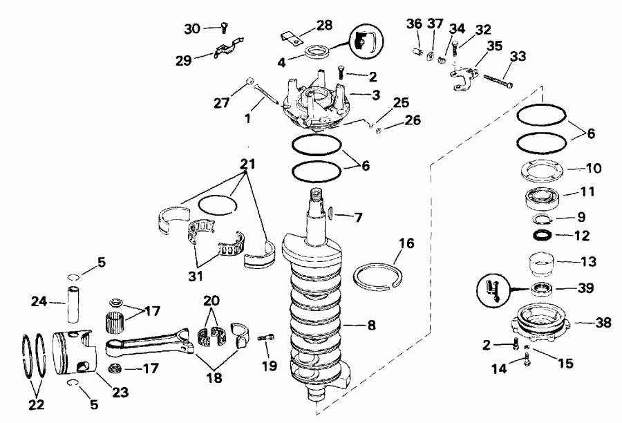  ������� VE225TLENR 1992  - ankshaft & Piston / ank��� & �������